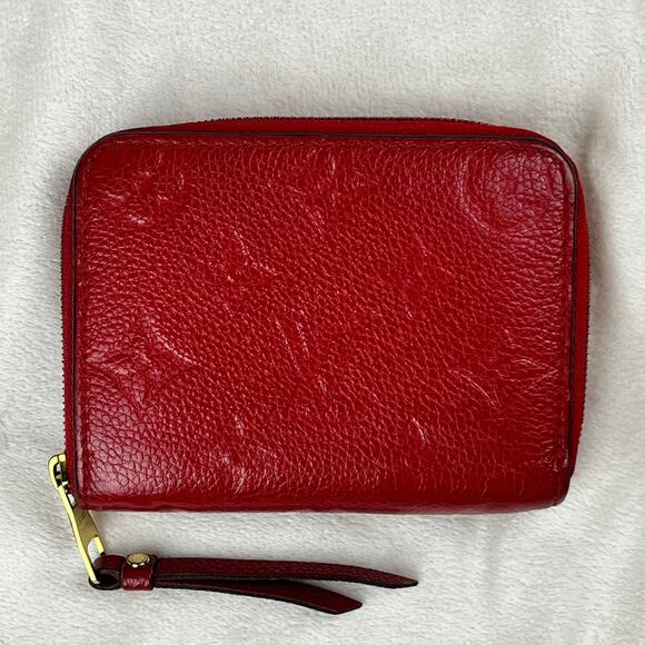 Louis Vuitton Red Empreinte Monogram Leather Zippy Coin Purse Compact Wallet GUC - Picture 1 of 16